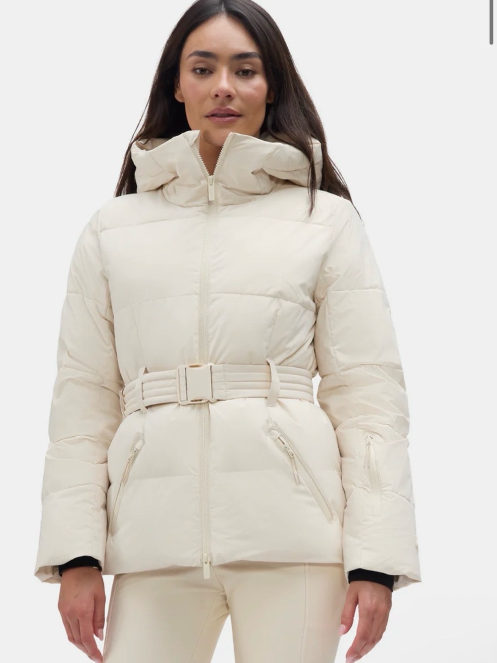 Halfdays Womens Cream Hedy Belted Puffer Snow/Ski Jacket